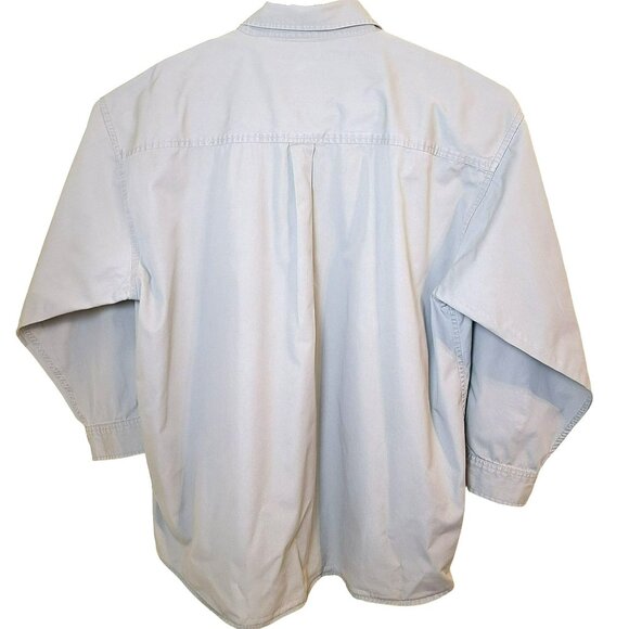 SRT Mens 2XL Long Sleeve Button Down Casual Shirt 100% Cotton Khaki Brown Beige - Picture 2 of 10